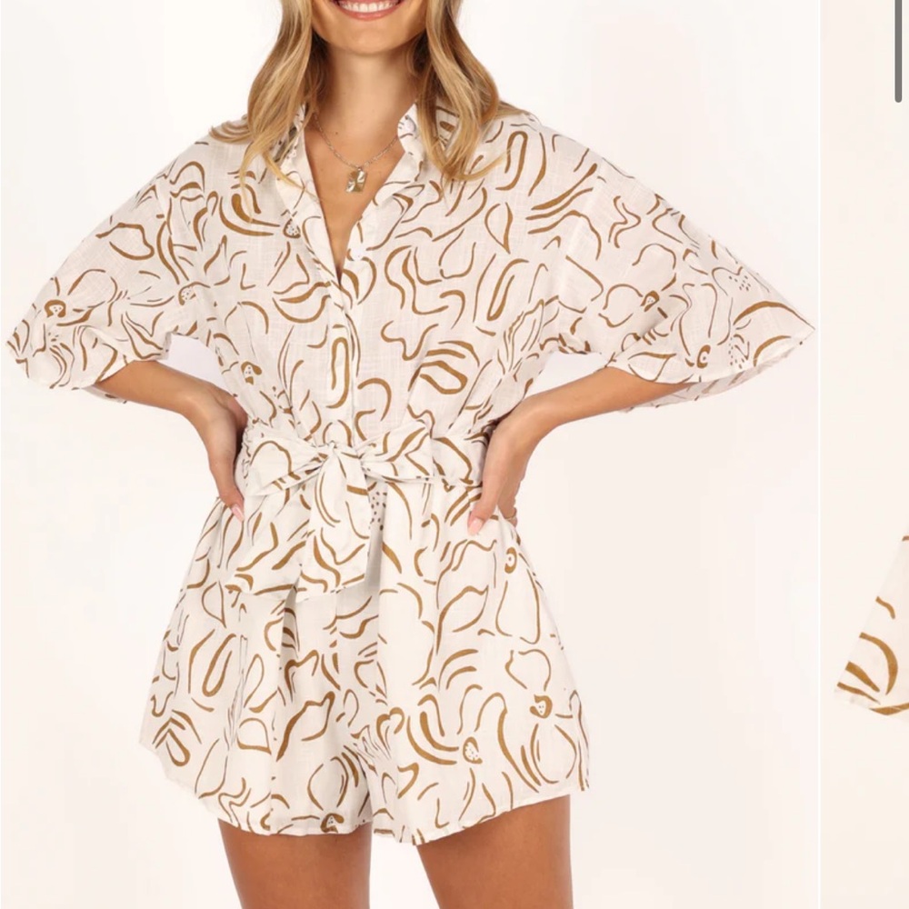 Petal & Pup Large White Linen Romper